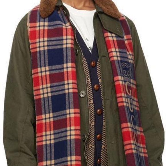 Gucci Vintage Logo Wool Check Scarf - Picture 5 of 10